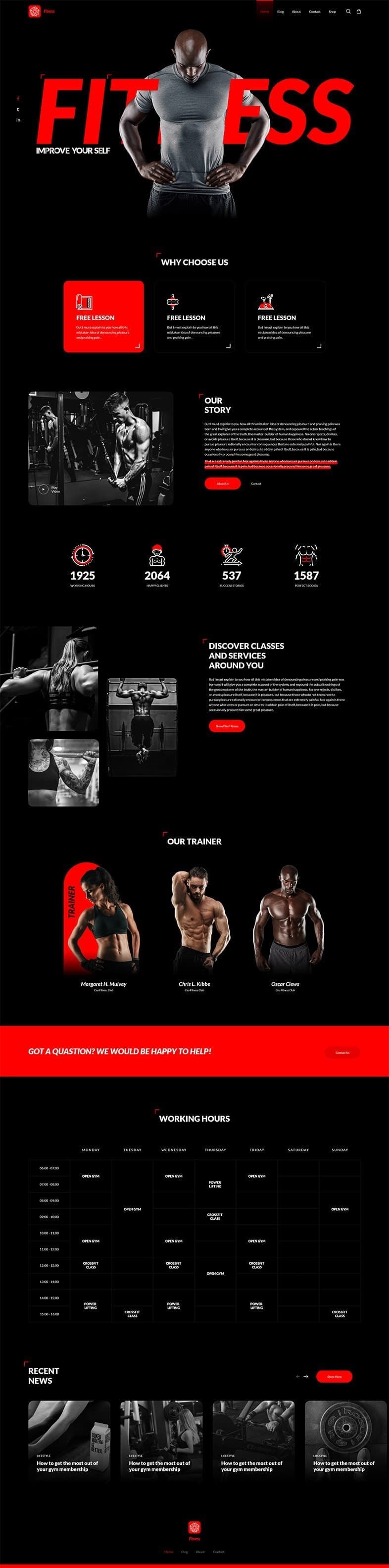 Gym website preview